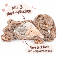 Kuschelhase Mama mit 3 Baby-Häschen 50 cm – Plüschtier Spielset XL Kuscheltier Familie