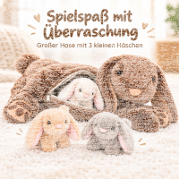 Kuschelhase Mama mit 3 Baby-Häschen 50 cm – Plüschtier Spielset XL Kuscheltier Familie