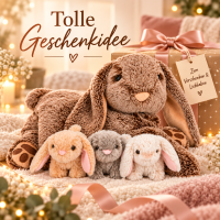 Kuschelhase Mama mit 3 Baby-Häschen 50 cm – Plüschtier Spielset XL Kuscheltier Familie