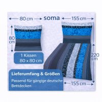 soma Biber Bettwäsche 2 teilig Bettbezug 155 x 220 cm Kopfkissenbezug 80 x 80 cm anthrazit Barock petrol