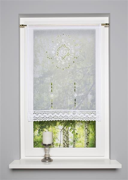 Home Wohnideen Fensterbehang Leinenstruktur Bestickt 1 teilig 100 x 90 cm Weiss