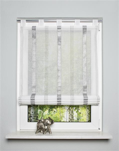 Home Wohnideen Schlaufenrollo Effektvoile Blockstreifen 1 teilig 140 x 80 cm Grau