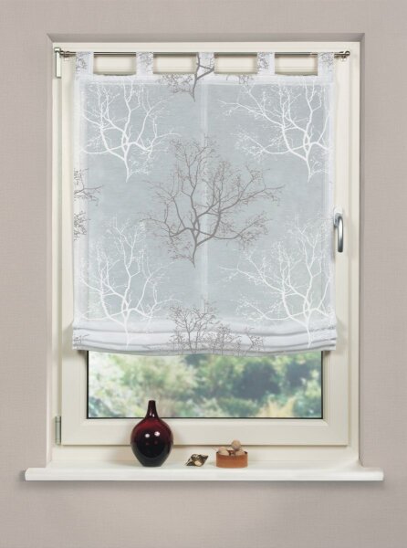 Home Wohnideen Schlaufenrollo Batist Bedruckt 1 teilig 140 x 80 cm Grau