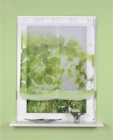 Home Wohnideen Schlaufenraffrollo Voile Digitaldruck Leaves 1 teilig 140 x 45 cm Grün