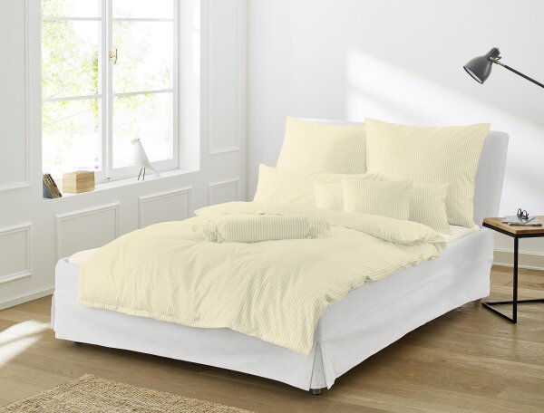 Irisette Interlock-Jersey uni Bettwäsche Set uni Lumen 8129 creme 135 x 200 cm + 1 Kissenbezug 80x80 cm