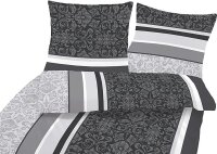 soma Biber Bettwäsche 2 teilig Bettbezug 135 x 200 cm Kopfkissenbezug 80 x 80 cm anthrazit Barock Blume