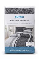 soma Biber Bettwäsche 2 teilig Bettbezug 135 x 200 cm Kopfkissenbezug 80 x 80 cm anthrazit Barock Blume