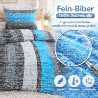 soma Biber Bettwäsche 2 teilig Bettbezug 135 x 200 cm Kopfkissenbezug 80 x 80 cm Borde Petrol