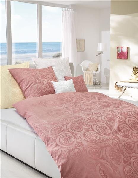 Schloß Holte Mako Satin Damast Bettwäsche 2 teilig Bettbezug 155 x 220 cm Kopfkissenbezug 80 x 80 cm flieder Rose 4392