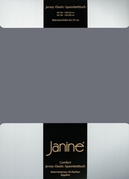 Janine Elastic-Jersey, 95% Baumwolle, 5% Elasthan Spannbettlaken SpB. 100x200 1 teilig  ELASTIC-JERSEY 5002-48-380 opalgrau