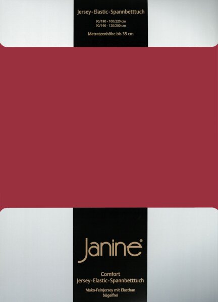Janine Elastic-Jersey, 95% Baumwolle, 5% Elasthan Spannbettlaken SpB.  150x200 1 teilig  ELASTIC-JERSEY 5002-71-386 granat