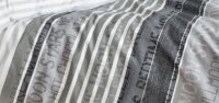 Janine Mako Satin Bettwäsche 3 teilig Bettbezug 200 x 200 cm Kopfkissenbezug 2 x 80 x 80 cm PALERMO 3076-8-620 platin graphit Streifen Schrift
