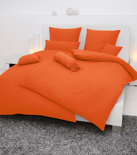 Janine Mako-Soft-Seersucker Bettwäsche 200X200+2x80x80 3 teilig  PIANO 125-54-620 orange