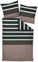 Janine Biber Bettwäsche Davos 2 teilig Bettbezug 135 x 200 cm Kopfkissenbezug 80 x 80 cm Nougat schwarz Streifen