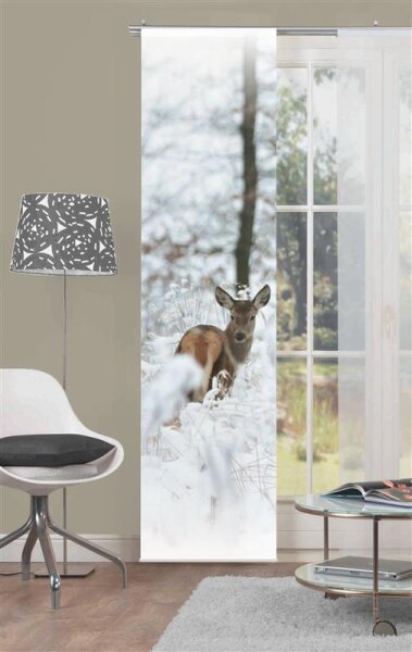 Home Wohnideen Schiebevorhang Aus Dekostoff Seidenoptik - Digital Bedruckt Deer 086330-0711 Natur 245 X 60 cm