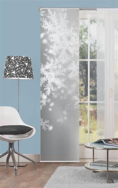 Home Wohnideen Schiebevorhang Aus Dekostoff Seidenoptik - Digital Bedruckt Flocke 086092-0703 Grau 245 X 60 cm