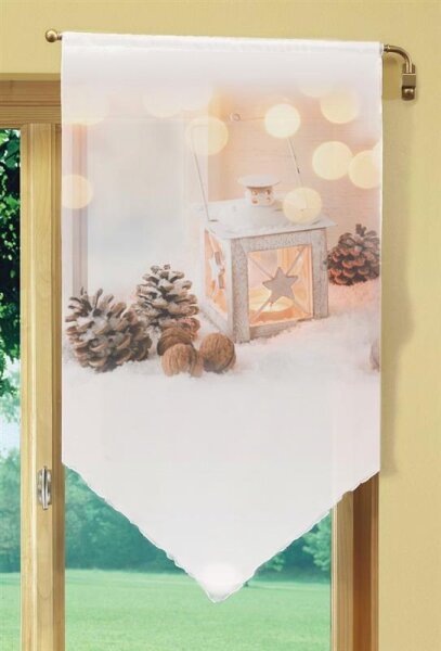Home Wohnideen Fensterbehang Aus Voile Laterne 054533-0111 Natur 80 X 40 cm