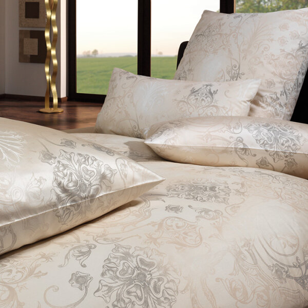 Estella Mako-Interlock-Jersey Bettwäsche-Garnituren 2 teilig Bezug 155 x 220 cm + 1 x Kissen 80 x 80 Gregorio Ornament sand