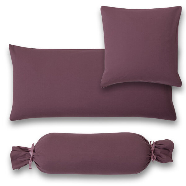 Estella Fein Jersey Nackenrolle Kissenhülle 15 x 40 cm Atelier Jersey-Nackenrolle aubergine
